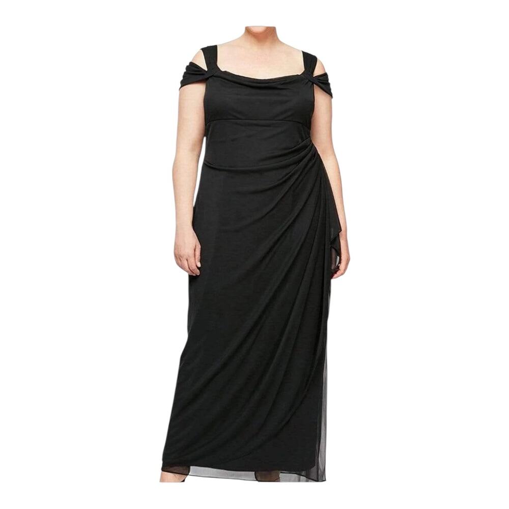 Alex Evenings Dress Cold Shoulder Ruched Evening black size 20W DEFECT